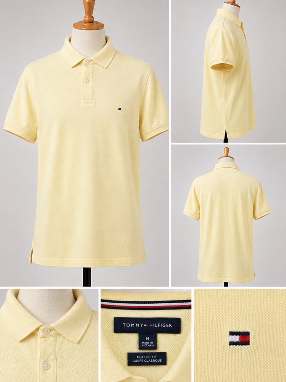 Tommy Hilfiger Men’s Polo Shirt – Light Yellow/Cream – Size M - Picture 1 of 2